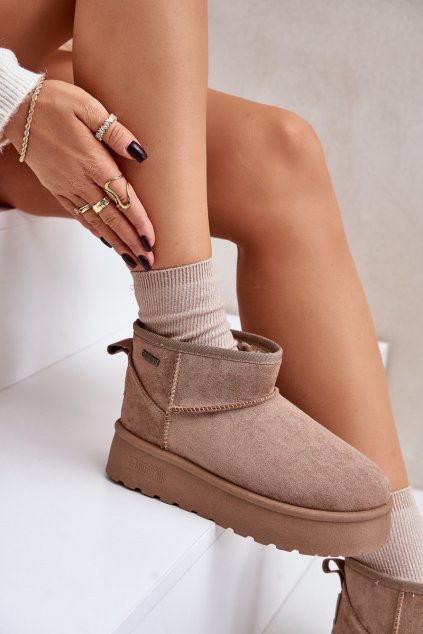 Nízke snehule na platforme big star oo274a100 béžove / (Veľkosť 38)