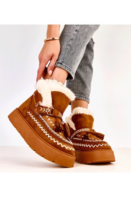 Hnedé snehule na platforme s strapcami Maurisa C2068-4 CAMEL 38 - GM (Veľkosť 38)