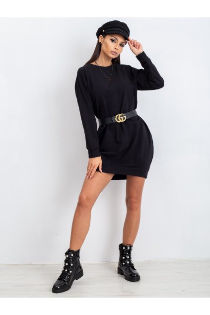 Dámske čierne šaty basic kód produktu RV-TU-5184.93P (Farba Čierna, Veľkosť S/M)