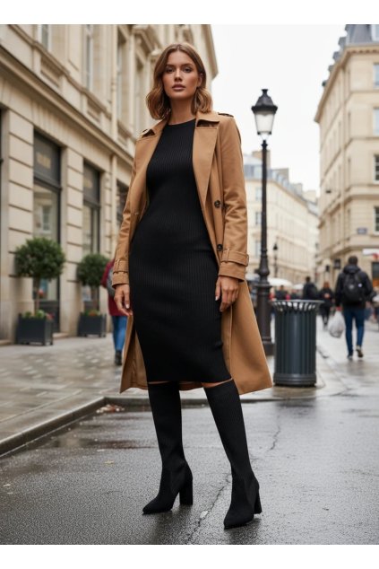 Dámske čižmy na podpätku čierne yserine / DES910S BLACK (Veľkosť 36)