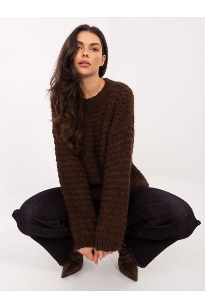 Dámsky sveter farba Hnedá kód MI-SW-1028.22 (Farba Hnedá, Veľkosť ONE SIZE)
