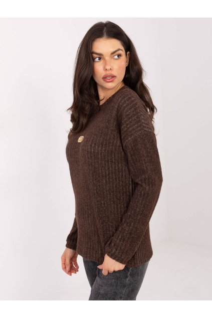 Dámsky sveter farba Hnedá kód RV-SW-A1026.52 (Farba Hnedá, Veľkosť ONE SIZE)