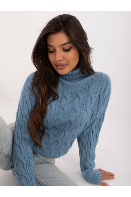 Dámsky sveter farba Modrá kód AT-SW-23445.00 (Farba Modrá, Veľkosť ONE SIZE)