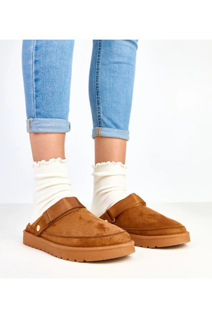 Dámske šľapky hnedé kód C2046 - GM C2046-5 CAMEL 38 - GM (Veľkosť 38)