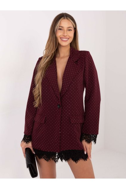 Dámske sako farba Bordová kód IT-MA-FL9916-1.07P (Farba Bordová, Veľkosť ONE SIZE)