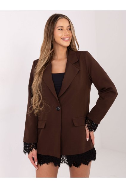 Dámske sako farba Hnedá kód IT-MA-FL9916-3.18P (Farba Hnedá, Veľkosť ONE SIZE)