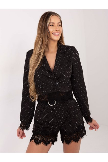 Dámske sako farba Čierno-strieborná kód IT-MA-FL9972-1.92 (Farba Čierno-strieborná, Veľkosť ONE SIZE)