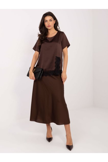 Dámska blúzka formálny štýl hnedá MI-BZ-3297.28 (Farba Hnedá, Veľkosť ONE SIZE)