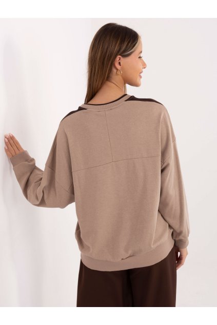 Dámska tmavo-béžová športová mikina bez kapucne RV-BL-A940.60 (Farba Tmavo-béžová, Veľkosť ONE SIZE)