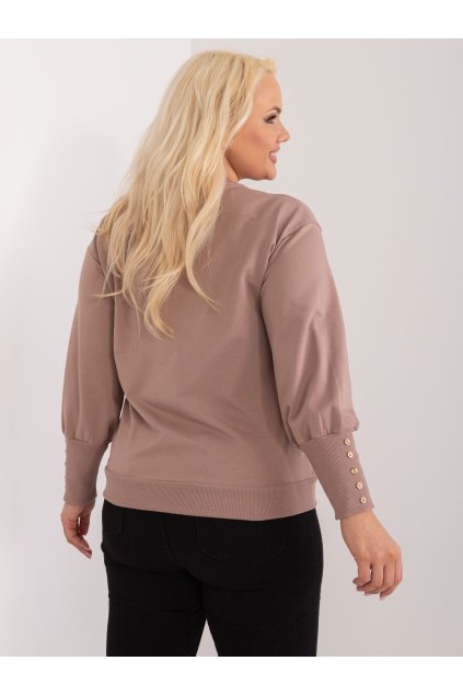 Dámska blúzka plus size tmavo-béžová RV-BZ-9227.33X (Farba Tmavo-béžová, Veľkosť ONE SIZE)