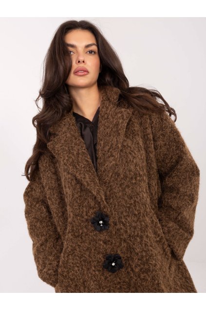 Dámsky kabát farba hnedá kód IT-PL-96965.19 : na temu obdobie Jeseň / zima (Farba Hnedá, Veľkosť ONE SIZE)