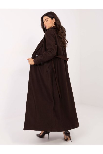 Dámsky kabát farba tmavo-hnedá kód IT-PL-97035.08P : na temu obdobie Jeseň / zima (Farba Tmavo-hnedá, Veľkosť ONE SIZE)