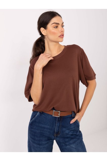 Dámska blúzka basic hnedá MJ-BZ-H1408.53 (Farba Hnedá, Veľkosť ONE SIZE)