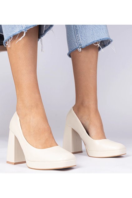 Dámske topánky lodičky hnedé kód H22-186 - GM H22-186 Béžové 38 - GM (Veľkosť 36)