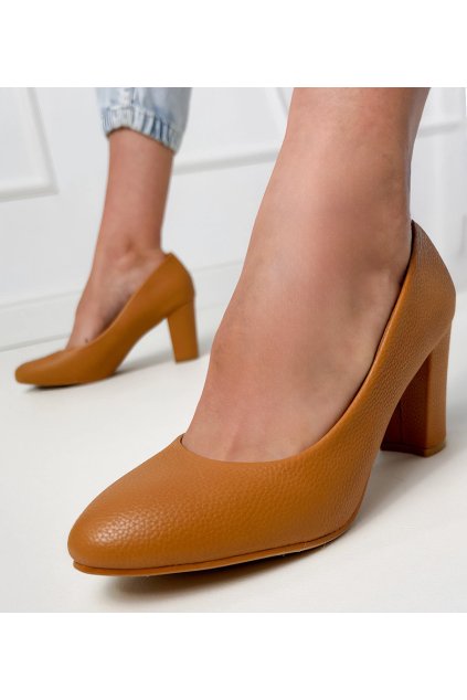 Dámske topánky lodičky hnedé kód CIC-308 - GM CIC-308 CAMEL 38 - GM (Veľkosť 39)