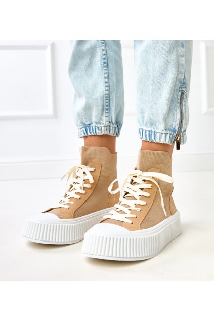 Dámske topánky tenisky hnedé kód AB975 - GM AB975 KHAKI 38 - GM (Veľkosť 38)