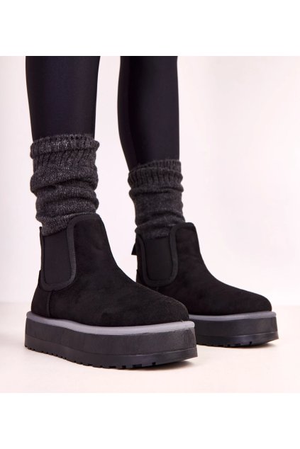 Čierne nízke snehule s elastickou vsadkou Nancey B2107 BLACK 38 - GM (Veľkosť 38)