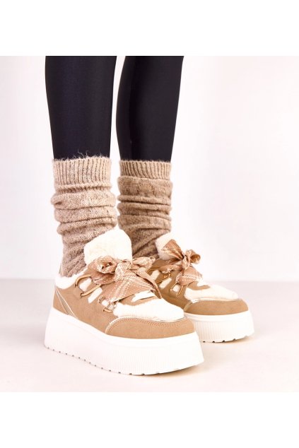 Dámske topánky tenisky hnedé kód B2094 - GM B2094 Béžové 38 - GM (Veľkosť 38)