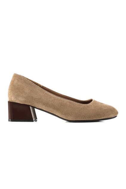 Béžové dámske lodičky na hrubom podpätku Sergio leone kod CCC -1- PB117BE (Veľkosť 38)