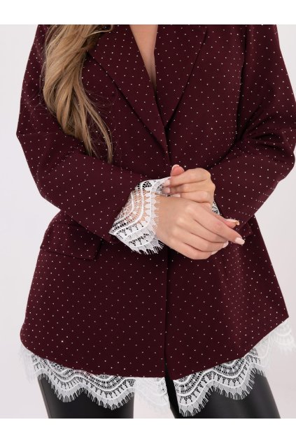 Dámske sako farba Bordová kód IT-MA-FL9916-2.12P (Farba Bordová, Veľkosť ONE SIZE)