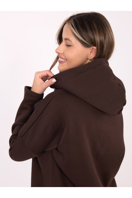 Dámska tmavo-hnedá športová mikina s kapucňou RV-BL-4858-1.99P (Farba Tmavo-hnedá, Veľkosť S/M)