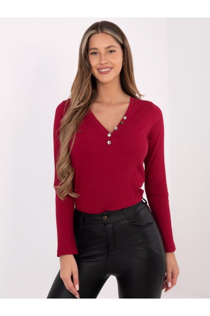 Dámska blúzka s dlhým rukávom bordová RV-BZ-A1045.99 (Farba Bordová, Veľkosť S/M)