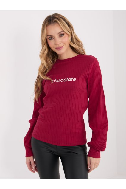 Dámska blúzka s dlhým rukávom bordová RV-BZ-A1051.96 (Farba Bordová, Veľkosť S/M)