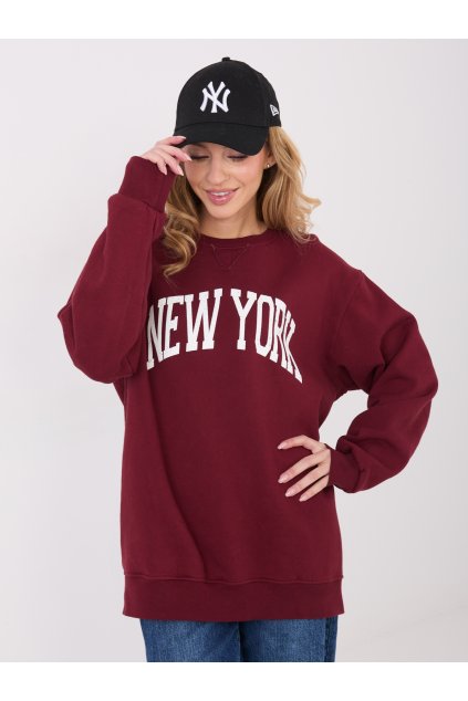 Dámska bordová športová mikina bez kapucne WT-BL-A1062.29 (Farba Bordová, Veľkosť ONE SIZE)