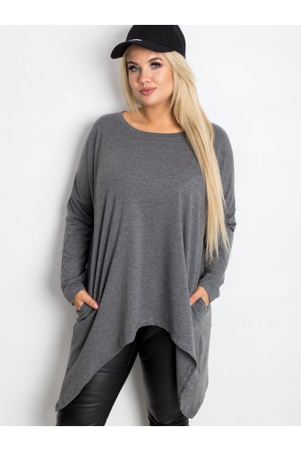 Dámska blúzka pre plnoštíhle moletky tmavo-sivá RV-BZ-5031.06X (Farba Tmavo-sivá, Veľkosť one size XL/2XL)