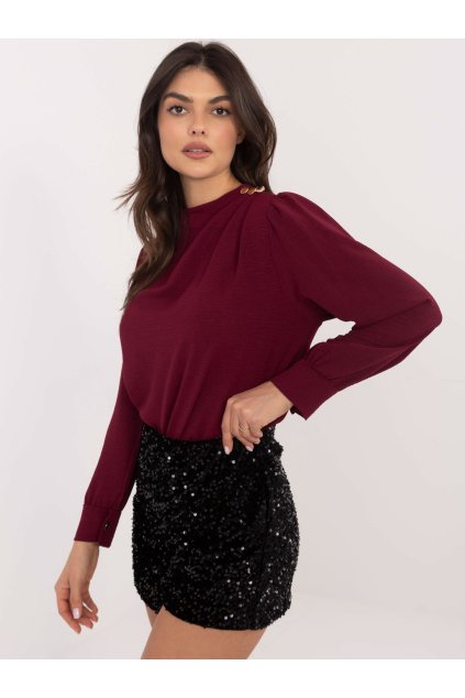 Dámska blúzka formálny štýl bordová MI-BZ-278519-1.40 (Farba Bordová, Veľkosť ONE SIZE)