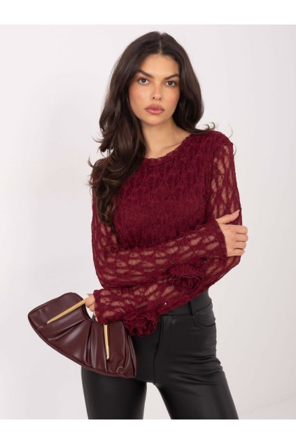 Dámska blúzka s čipkou bordová IT-BZ-9950.79 (Farba Bordová, Veľkosť ONE SIZE)