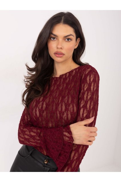 Dámska blúzka s čipkou bordová IT-BZ-9970.97 (Farba Bordová, Veľkosť ONE SIZE)