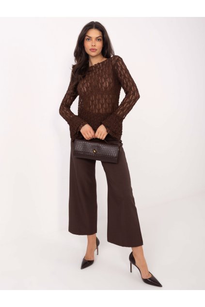 Dámska blúzka s čipkou hnedá IT-BZ-9970.97 (Farba Hnedá, Veľkosť ONE SIZE)