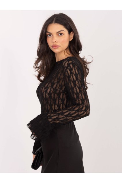 Dámska blúzka s čipkou čierna IT-BZ-9970.97 (Farba Čierna, Veľkosť ONE SIZE)