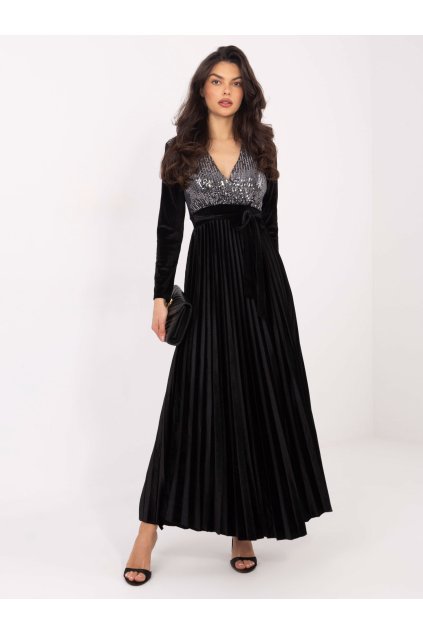 Dámske čierno-strieborne šaty večerné kód produktu IT-SK-16919.04P (Farba Čierno-strieborná, Veľkosť ONE SIZE)