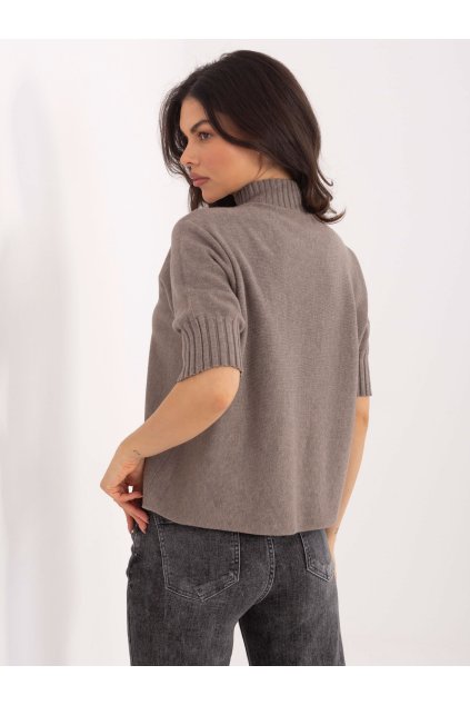 Dámsky sveter farba Tmavo-béžová kód MI-SW-0512.77 (Farba Tmavo-béžová, Veľkosť ONE SIZE)