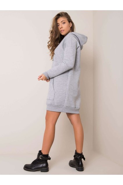 Dámske sive šaty basic kód produktu RV-SK-5833.97P (Farba Sivá, Veľkosť XL)