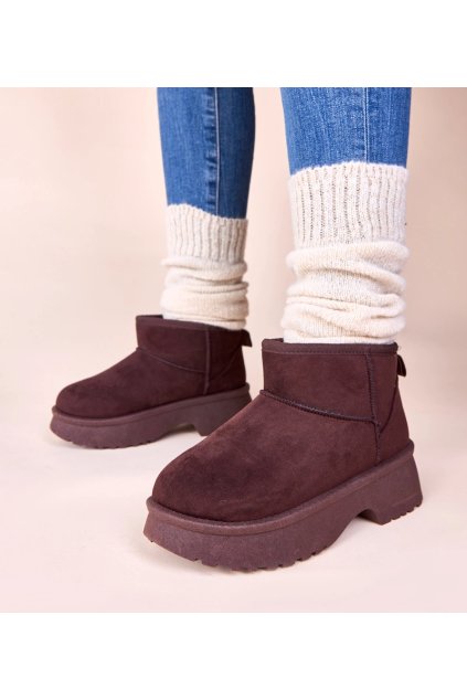 Hnedé zateplené snehule na platforme Phoebe A88-220 BROWN 38 - GM (Veľkosť 38)