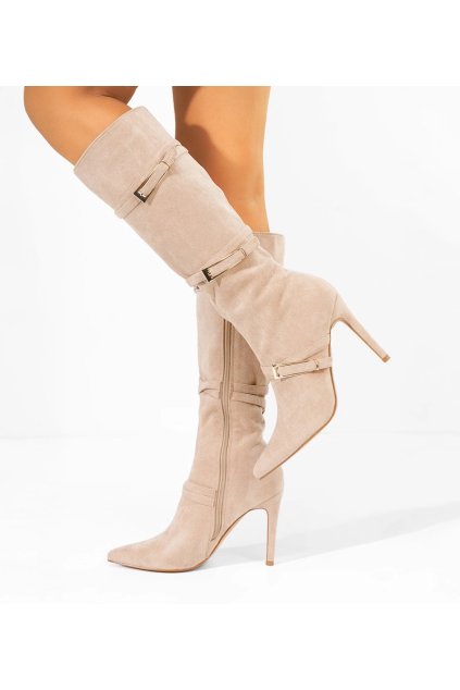 Dámske topánky čižmy hnedé kód BSD201 - GM BSD201-3 Béžové 38 - GM (Veľkosť 38)