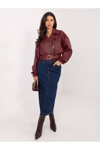 Dámska Rifľová sukňa granatovo-modrá kód 24-TemU-H/M-D80030BI50248D300 (Farba Granatovo-modrá, Veľkosť M)