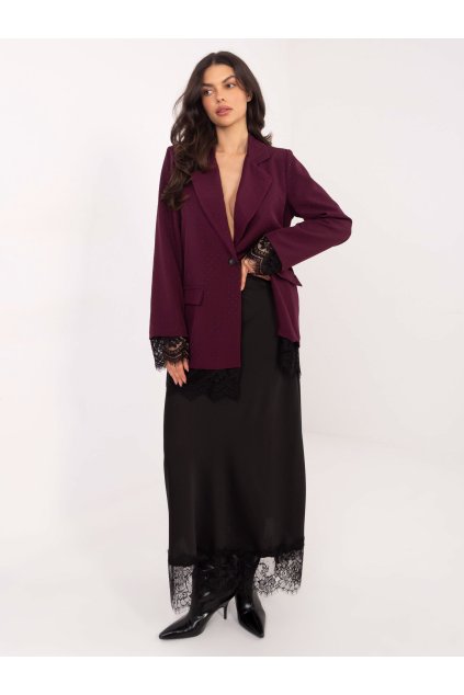 Dámske sako farba Tmavo-červená kód IT-MA-FL9916-1.07P (Farba Tmavo-červená, Veľkosť ONE SIZE)