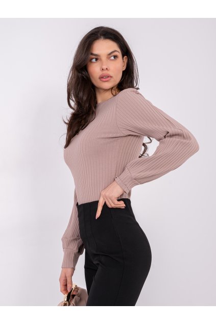 Dámska blúzka basic tmavo-béžová RV-BZ-A1052.00 (Farba Tmavo-béžová, Veľkosť S/M)