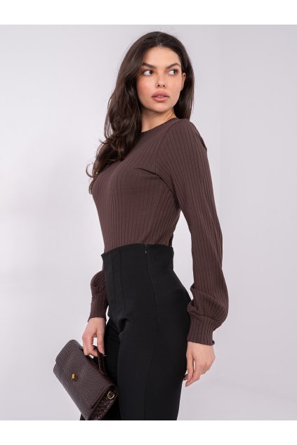 Dámska blúzka basic tmavo-hnedá RV-BZ-A1052.00 (Farba Tmavo-hnedá, Veľkosť S/M)