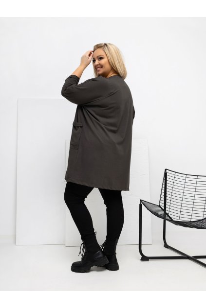 Dámska blúzka plus size tmavá-khaki RV-BZ-A1076.00 (Farba Tmavá-khaki, Veľkosť ONE SIZE)
