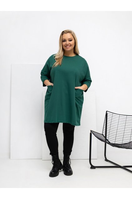 Dámska blúzka plus size tmavo-zelená RV-BZ-A1076.00 (Farba Tmavo-zelená, Veľkosť ONE SIZE)