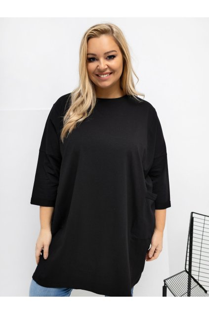 Dámska blúzka plus size čierna RV-BZ-A1076.00 (Farba Čierna, Veľkosť ONE SIZE)