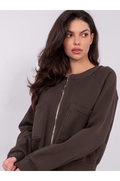 Dámska tmavo-hnedá športová mikina bez kapucne WT-BL-A1452.99 (Farba Tmavo-hnedá, Veľkosť ONE SIZE)
