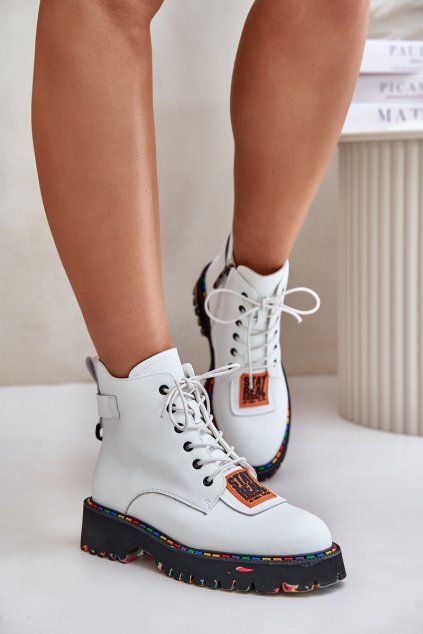 Členkové topánky na podpätku  biele kód obuvi 55C0515 BIAŁY (Veľkosť 37)