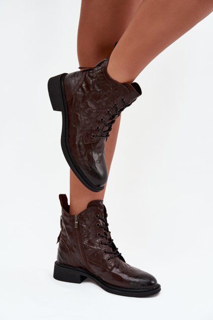 Dámské boty z přírodní kůže vyhřívané Artiker 57C1005 čokoládové (Veľkosť 36)