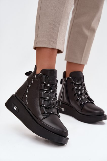 Kožené dámské kotníčkové boty na platformě s vyhříváním Artiker 55C0809 Černé (Veľkosť 36)